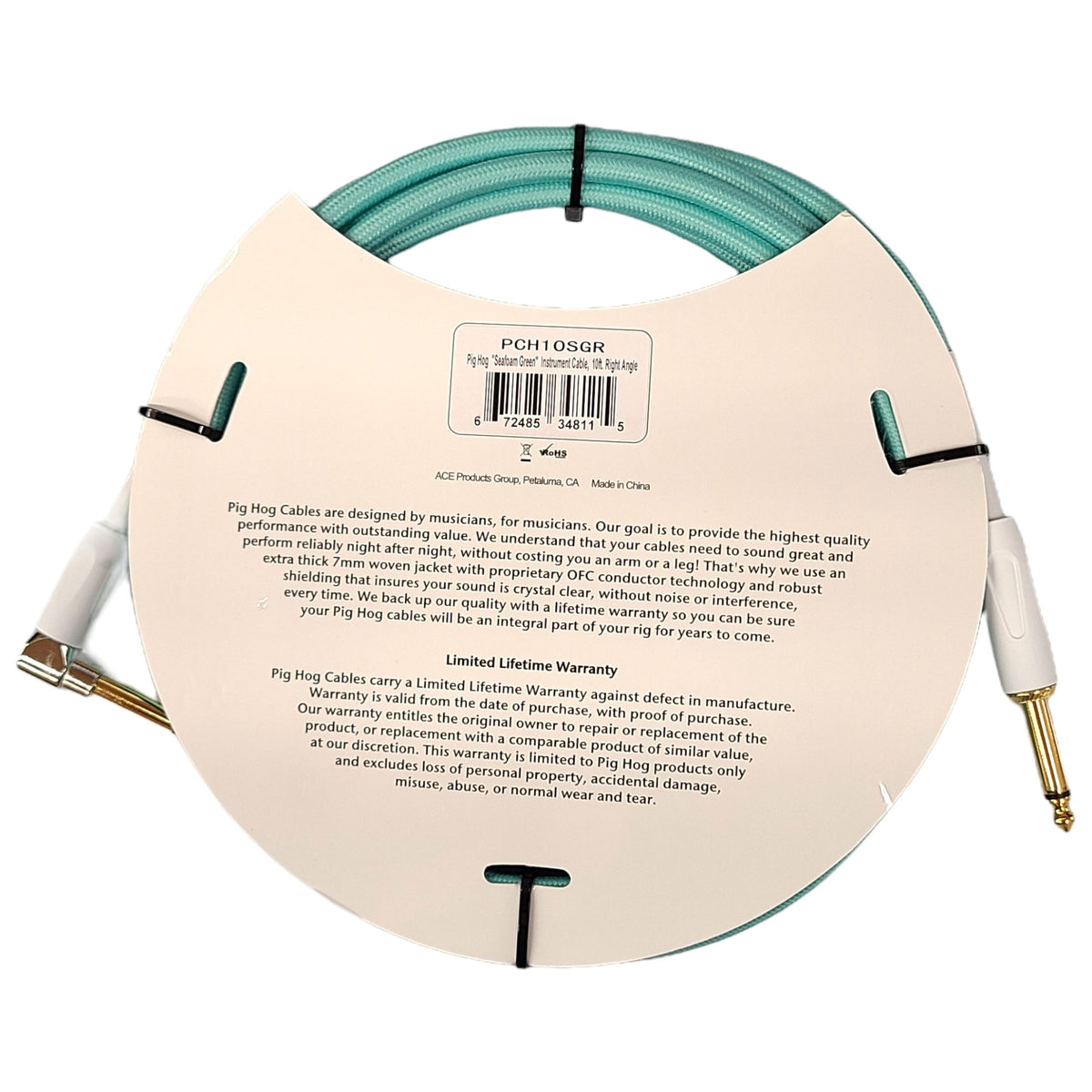 Ace Products Group PCH20PLR Woven Jacket Tour Grade Instrument Cable, 20 Ft. - Tartan Plaid