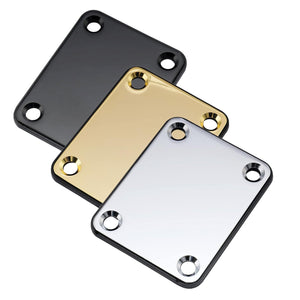 Electric Guitar Neck Chrome Gold or Black Plate Neckplate with 4 Mounting Screws
