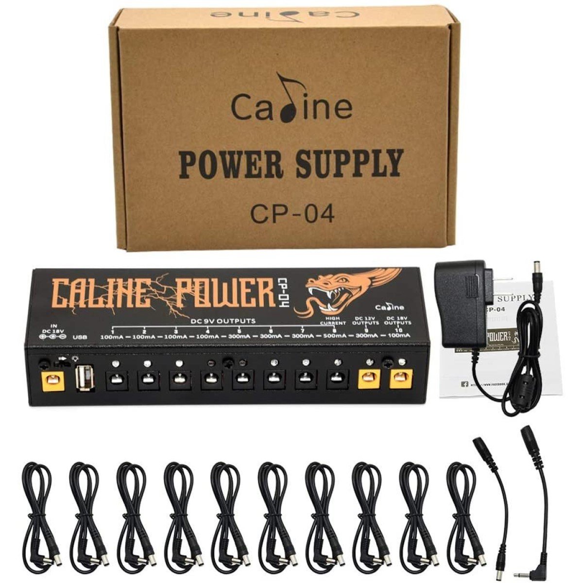 Caline Pedal Power Supply 18V 1A Input Power USB Port,  CP-04