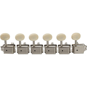 Vintage 6-in-Line Guitar Tuning Pegs, Nickel/Cream