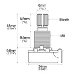 Full Size B500K Split Shaft Metric Potentiometers