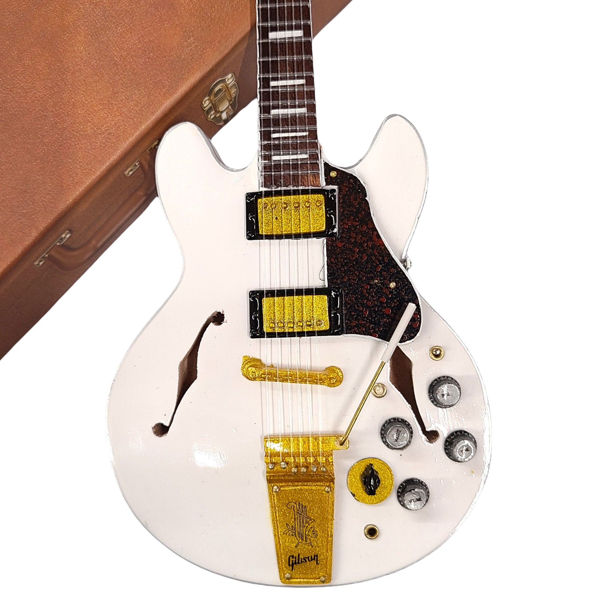 Axe Heaven Alex Lifeson Signature ES-355 Gibson Alpine White Mini Guitar Replica, GG-324