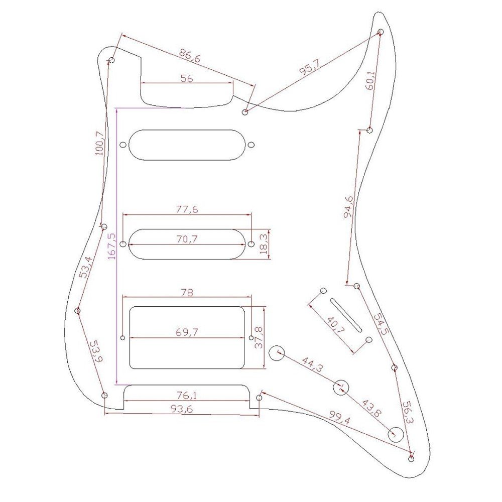 Right Hand Stratocaster HSS Style Pickguard For Guitar